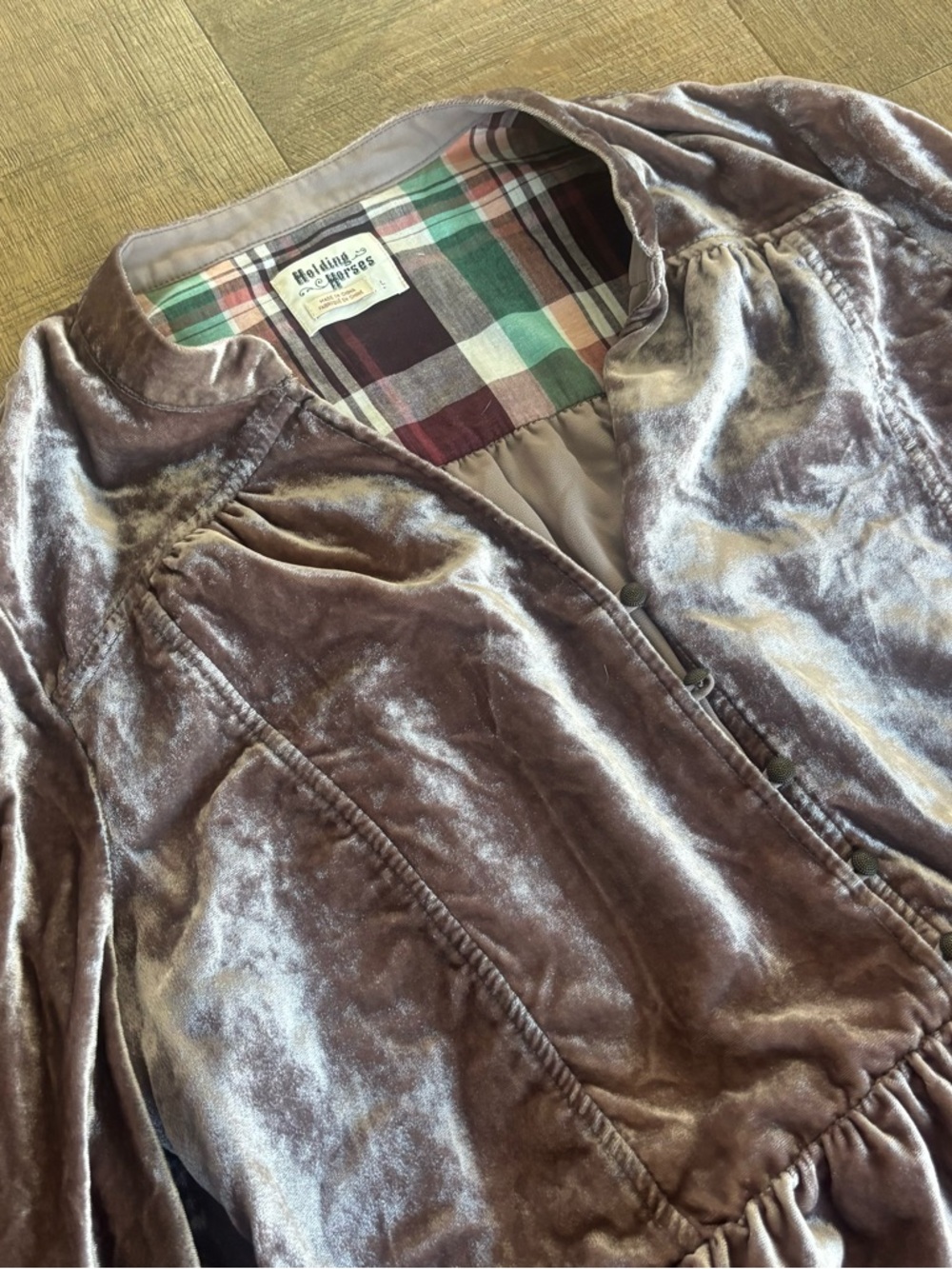 holding horses anthropologie velvet shirtdress mini dress - Picture 4 of 5